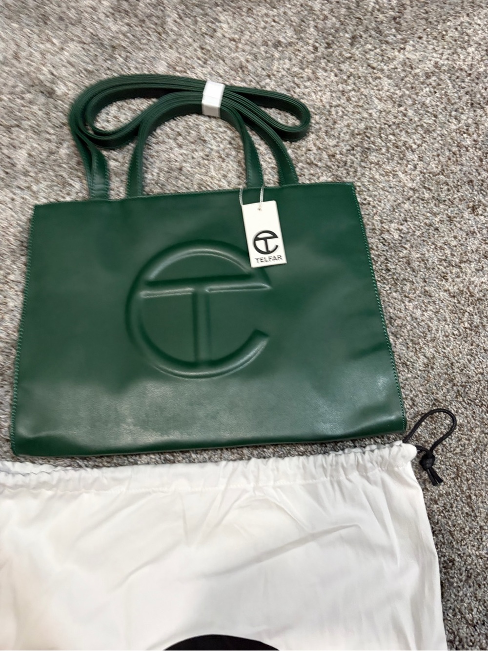 Telfar Shopping Bag in Deep Green Leather